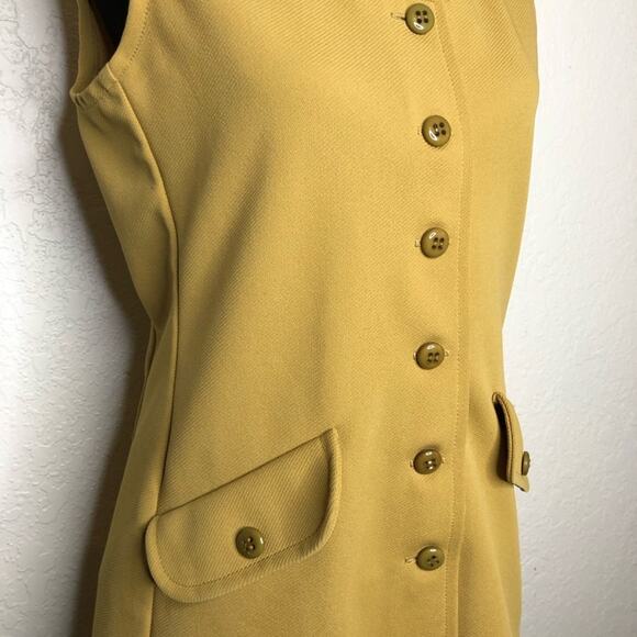 Vintage Jack Winter camel gold Dacron polyester vest skirt set size Large 60-70s - Picture 3 of 16